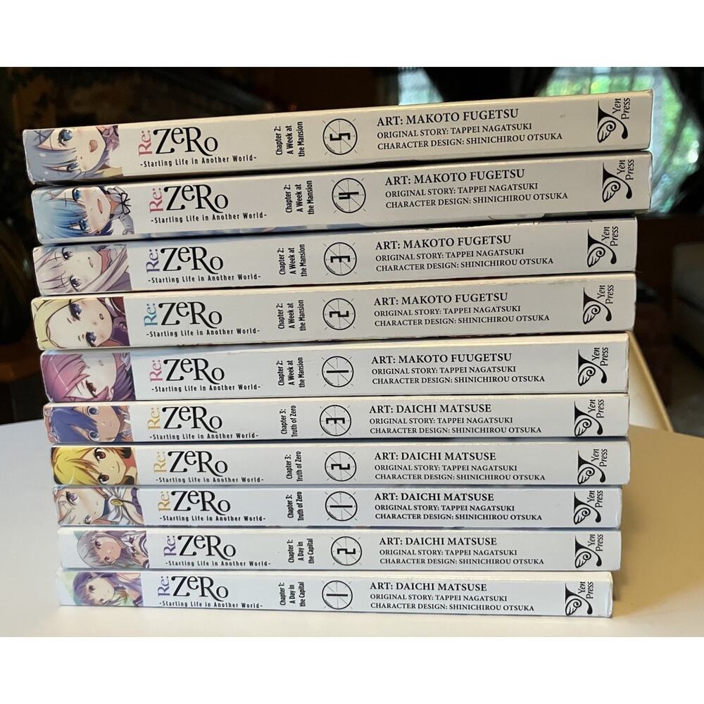 Re:Zero Ch 1, Vol 1-2; Ch 2, Vol 1-5; Ch 3, Vol 1-3 Manga Graphic Novels English